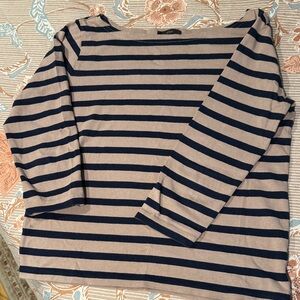 J. Crew Beige and Navy Striped Top